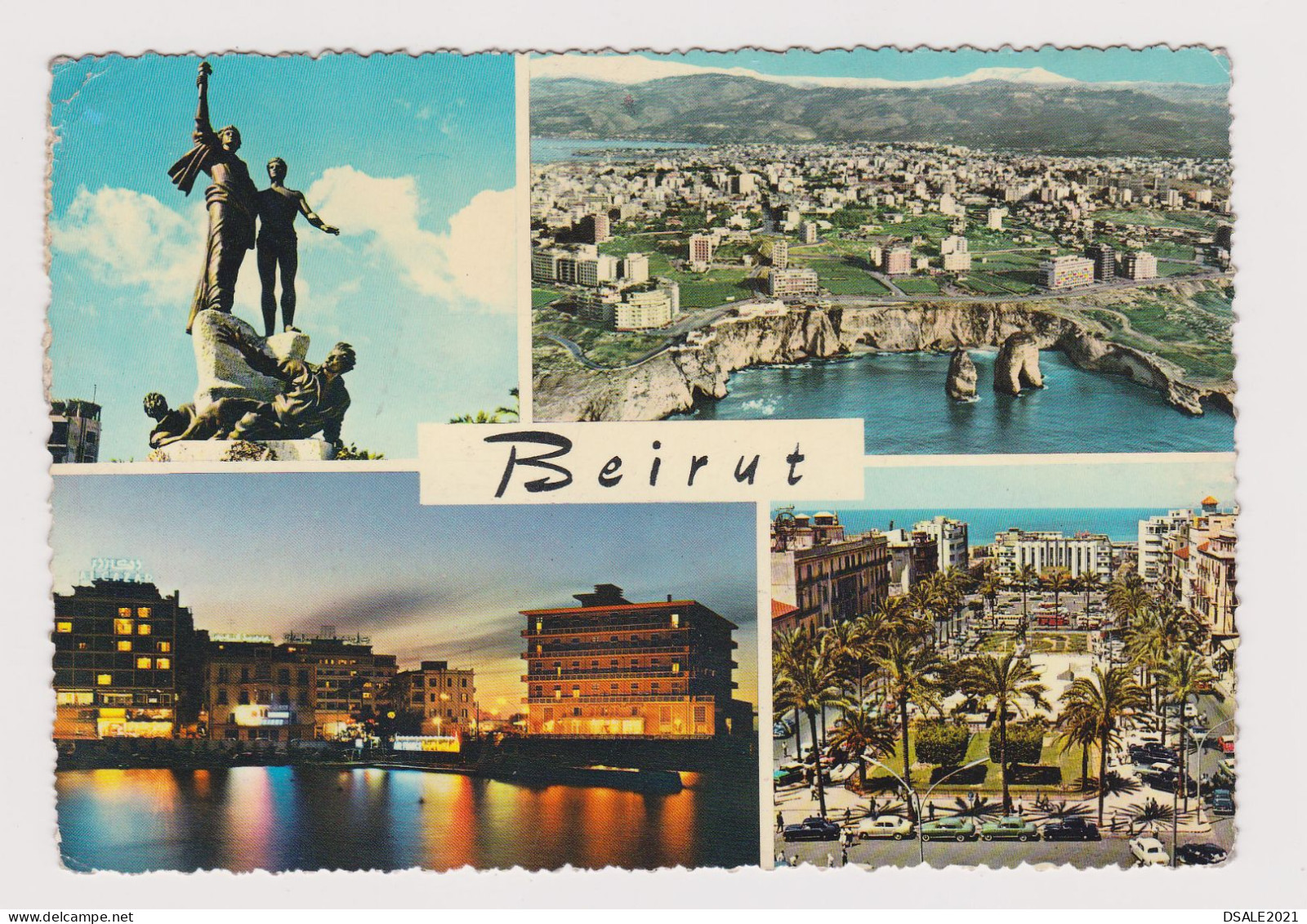 Lebanon BEIRUT Multiple Views, Vintage Photo Postcard W/Topic Stamps Grape 1960s Airmail To Bulgaria (1326) - Líbano