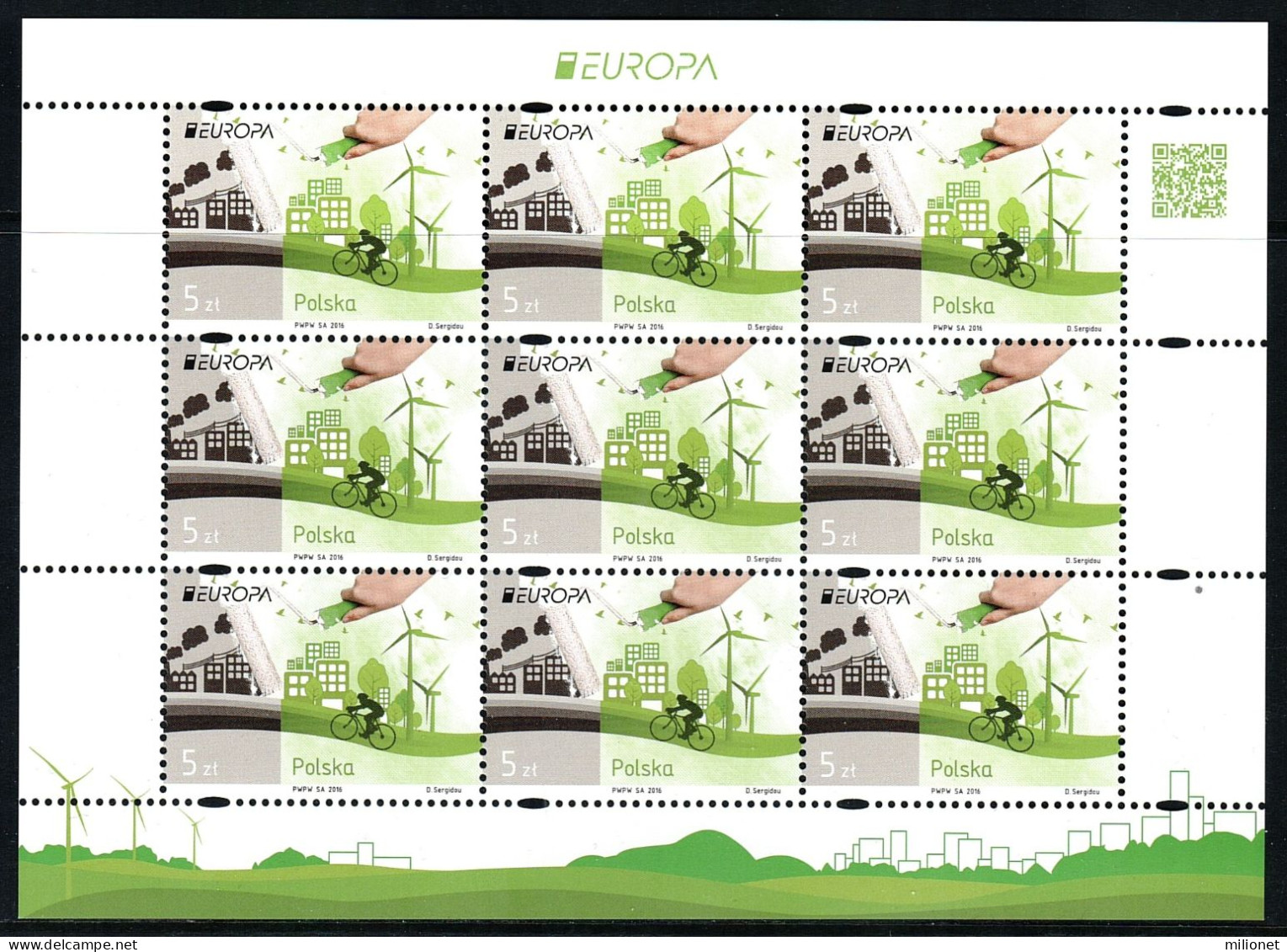 SALE!!! POLAND POLONIA POLOGNE POLEN 2016 EUROPA CEPT Think Green Sheetlet Of 10 Stamps MNH ** - 2016