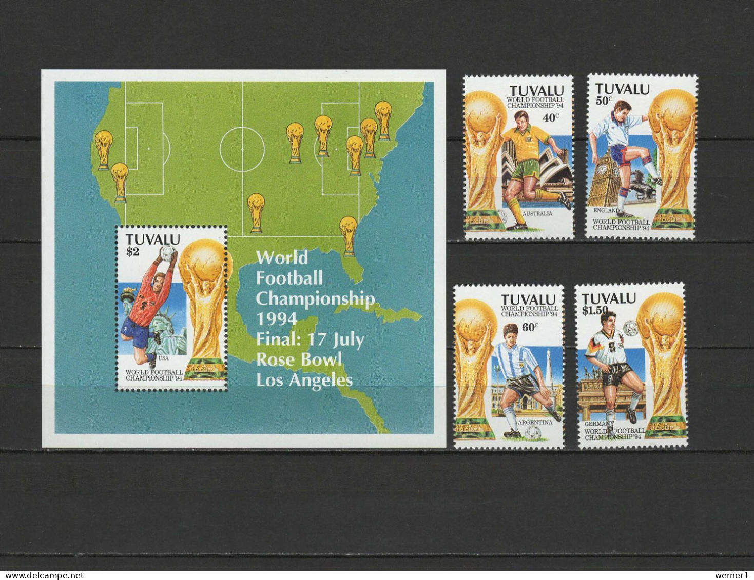 Tuvalu 1994 Football Soccer World Cup, Set Of 4 + S/s MNH - 1994 – Estados Unidos