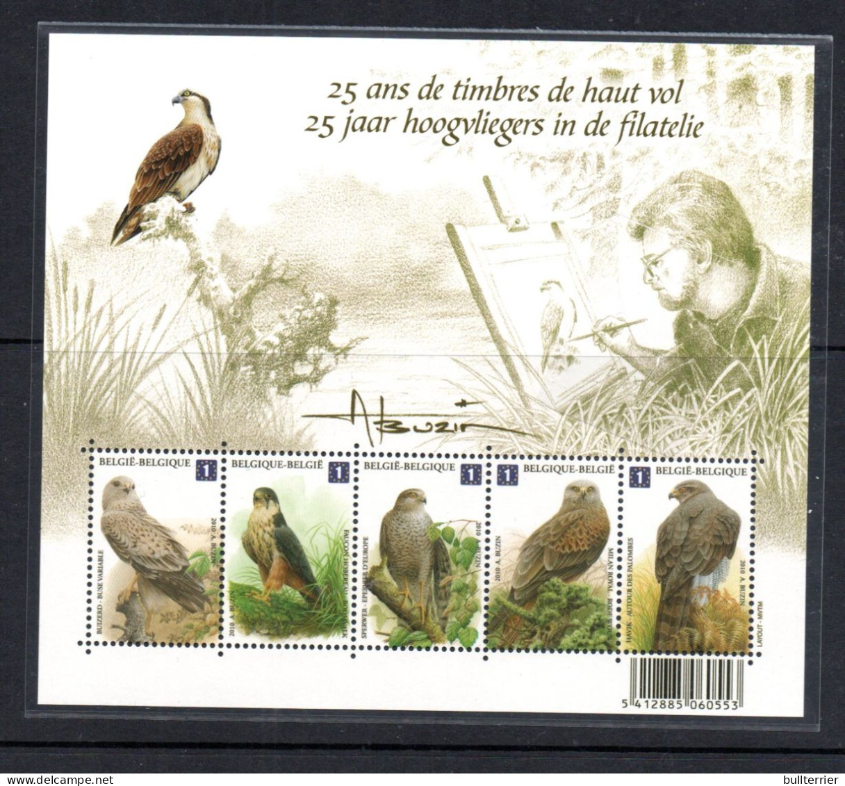 BIRDS - BELGIUM - 2010 - Birds Of Prey Souvenir Sheet MNH, Sg £28 - Arends & Roofvogels