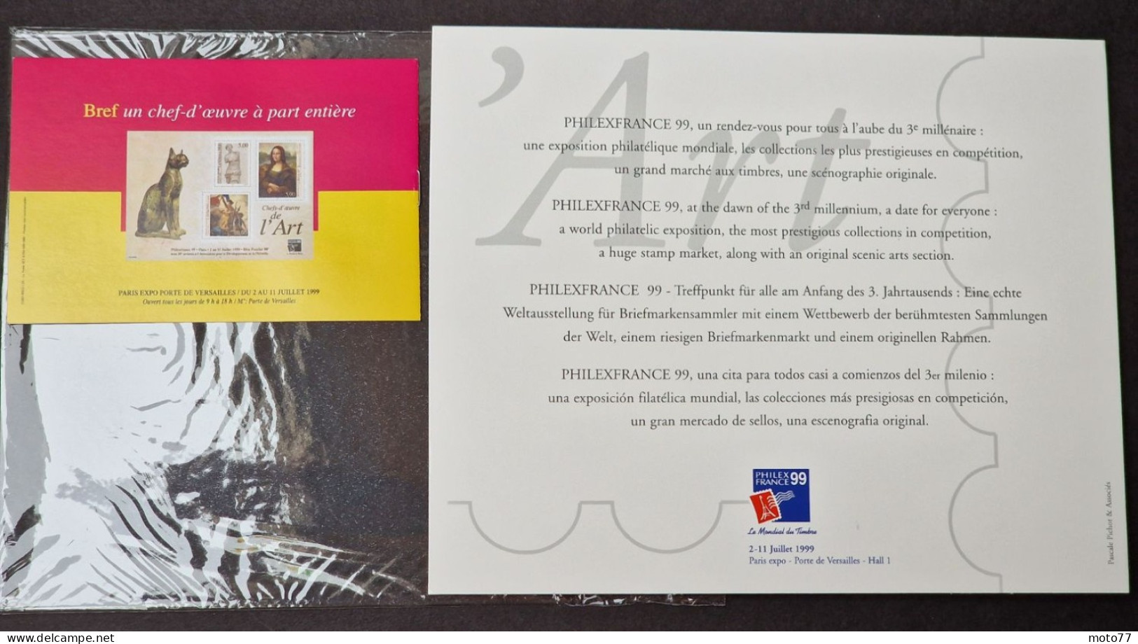 TIMBRE France BLOC FEUILLET 23 version GRIS neuf - 1999 timbres 3234 3235 3236 - Yvert & Tellier 2003 coté + de 35 €