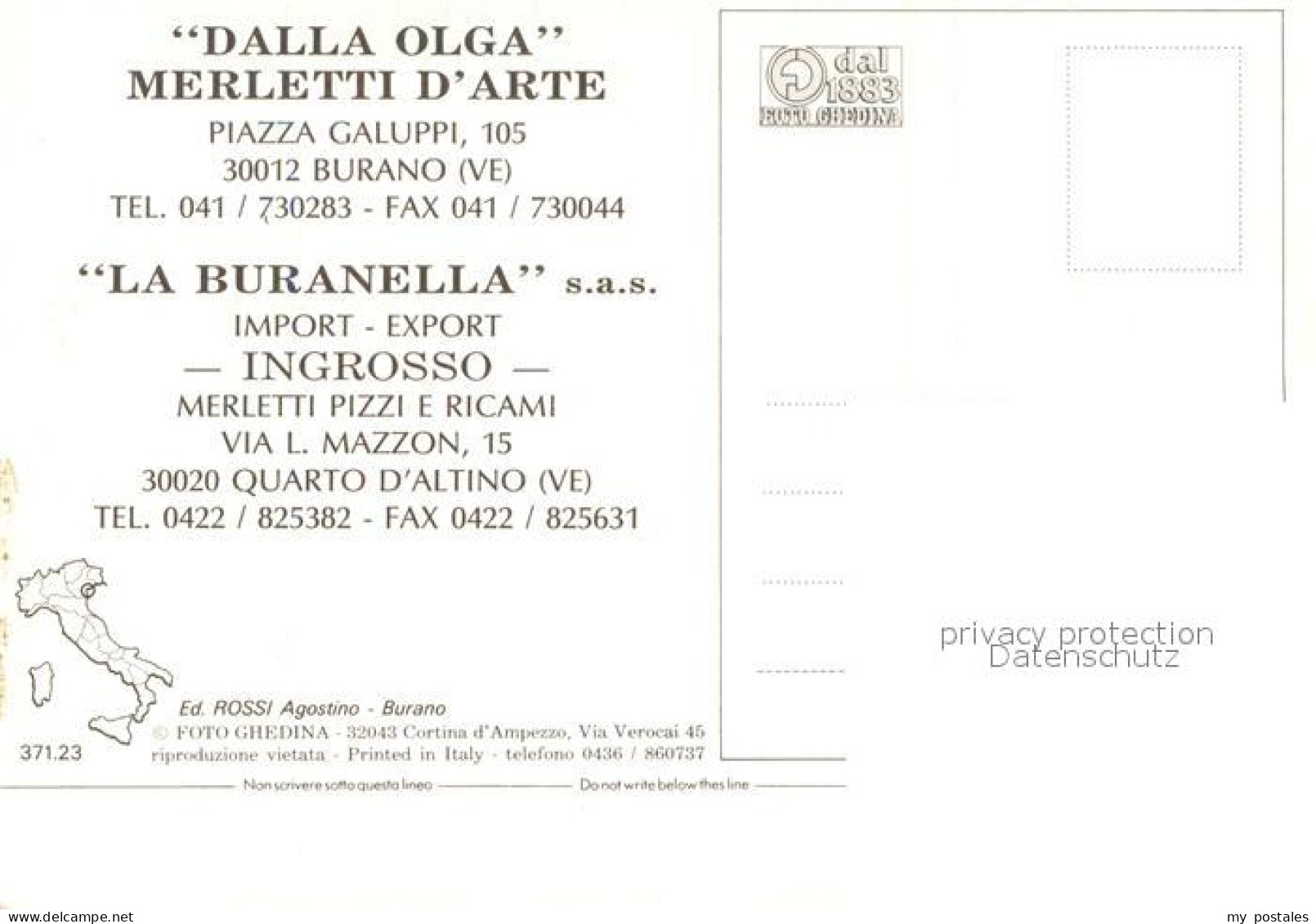 73706889 Burano Dalla Olga Merletti D Arte Spitzenstickerei Handarbeit Burano - Sonstige & Ohne Zuordnung