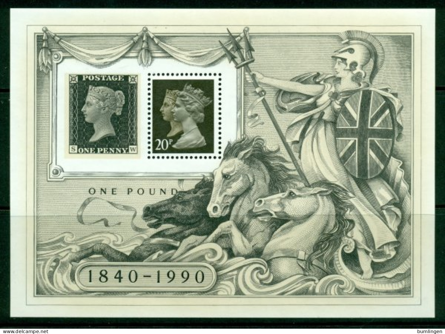 GREAT BRITAIN 1990 Mi BL 6** 150th Anniversary Of One Penny Black [L3460] - Philatelic Exhibitions