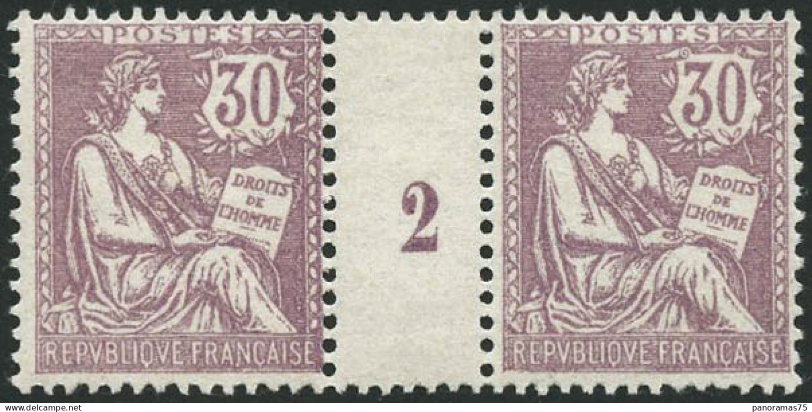 ** N°128 30c Violet, Paire Mill 2 - TB - Millesimes