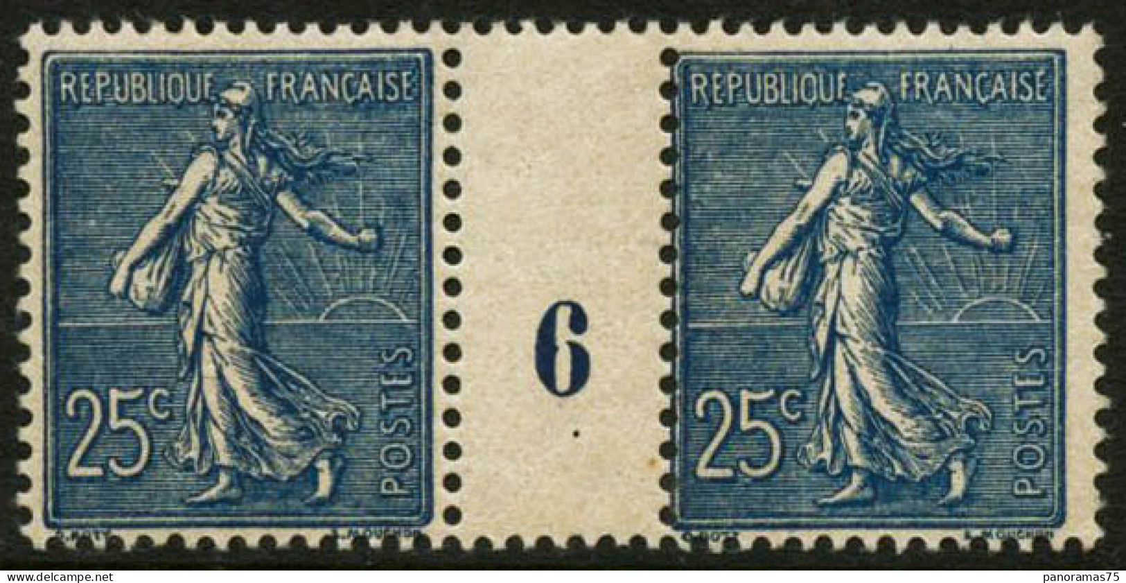 ** N°132b 25c Bleu-noir Paire Mill 6 - TB - Millésimes