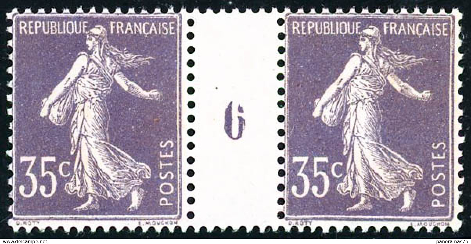 ** N°136 35c Violet, Paire Mill 6 - TB - Millésimes