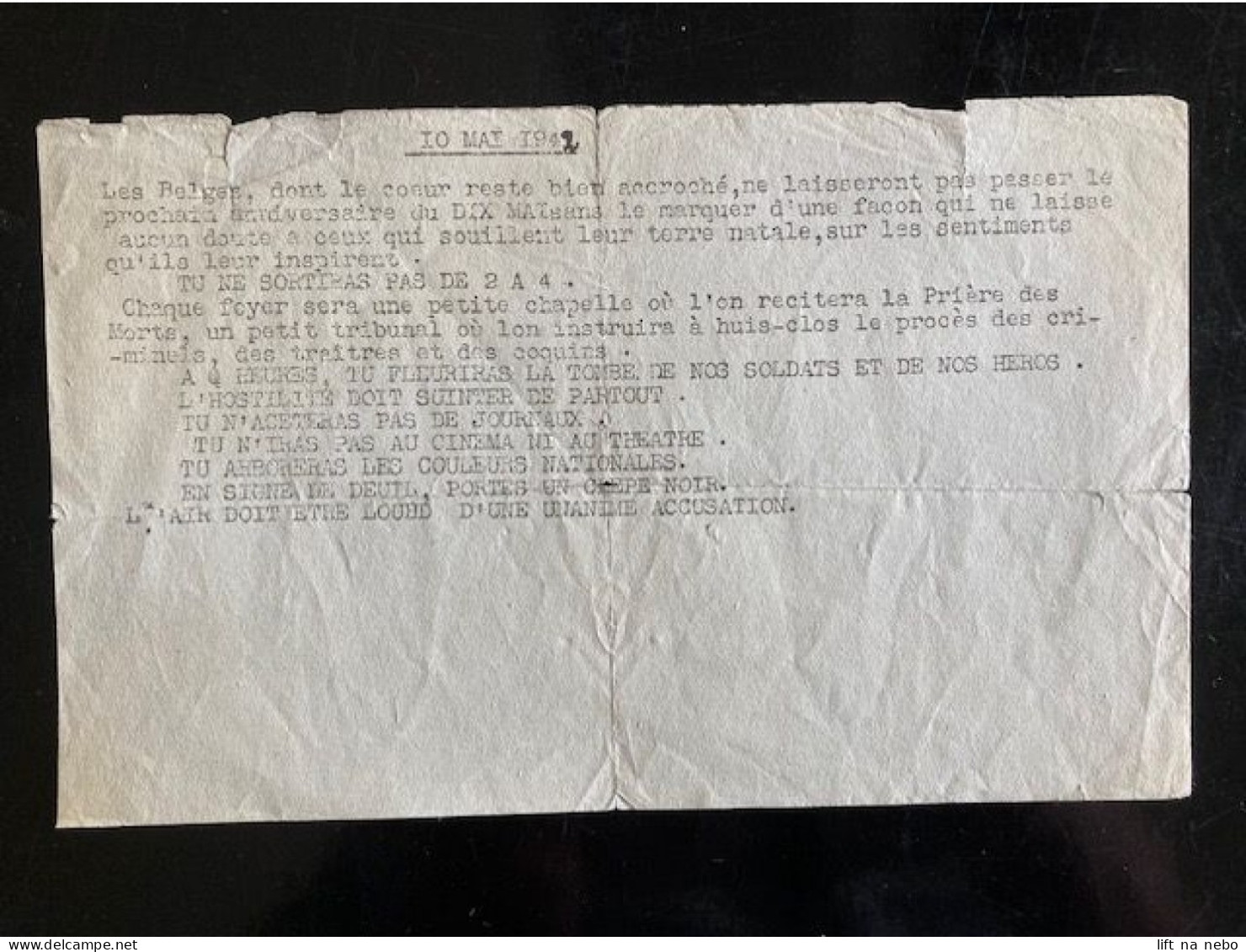 Tract Presse Clandestine Résistance Belge WWII WW2 '10 Mai 1942' Les Belges, Dont Le Coeur Reste Bien Accroché, Ne... - Documenten