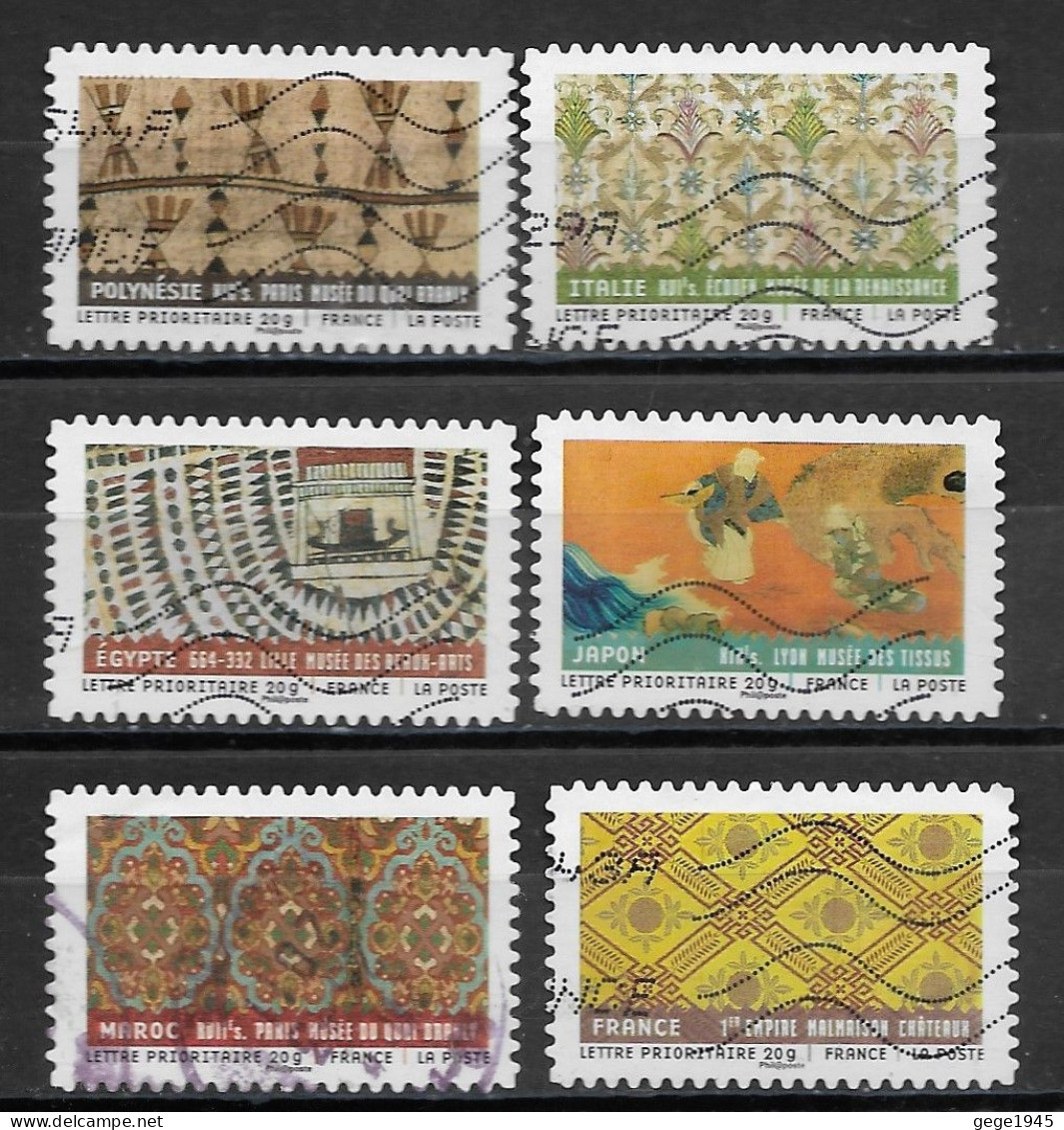 France  2011  Obitéré  Autoadhésif  N° 514 - 515 - 517 - 520 - 522 - 523   "  Tissus Du Monde  " - Used Stamps