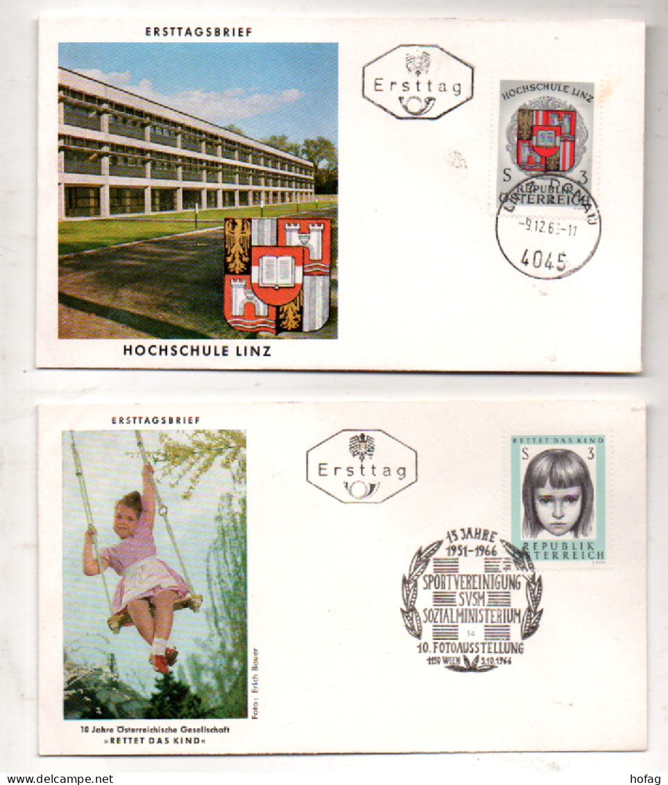 Österreich 1966 MiNr.: 1222; 1230 Ersttag FDC 2 Briefe - FDC