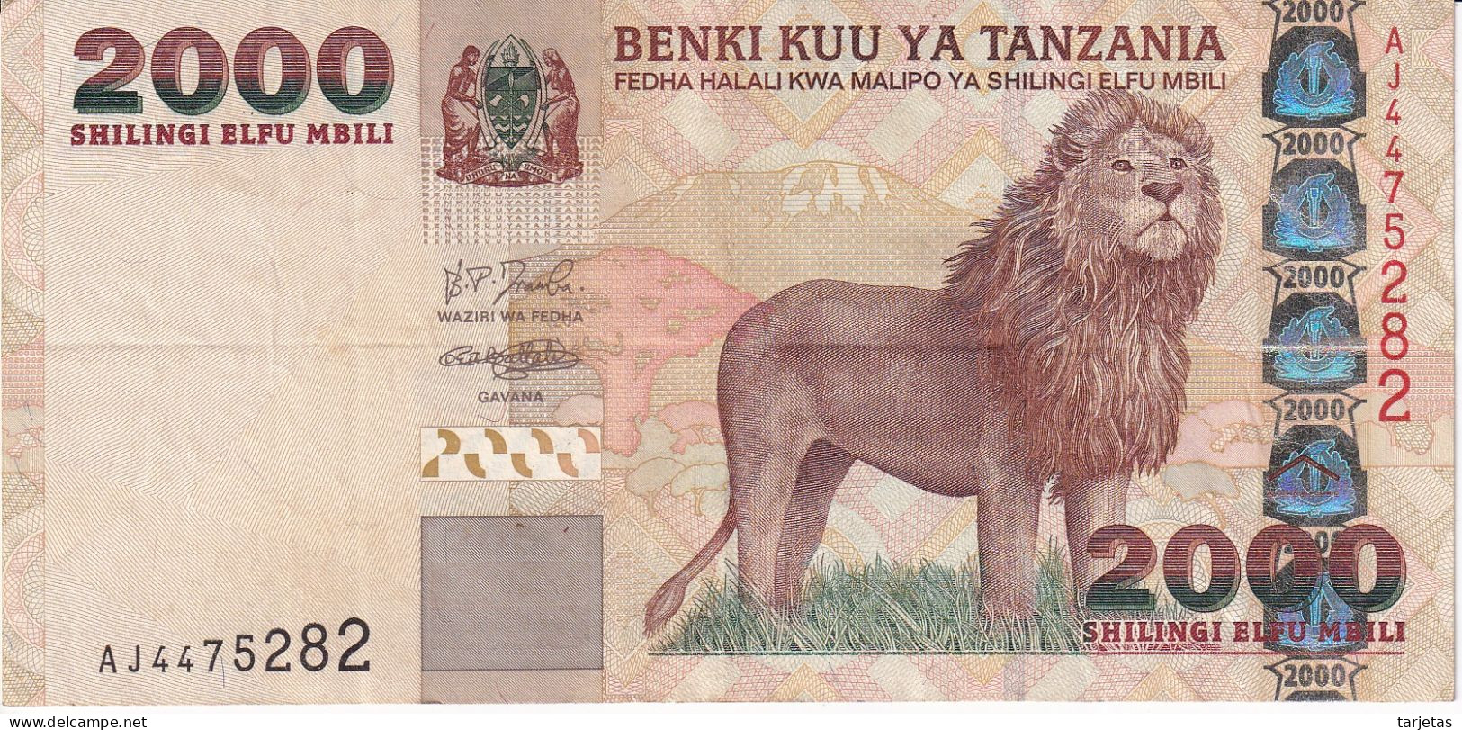 BILLETE DE TANZANIA DE 2000 SHILINGI DEL AÑO 2003 (BANKNOTE) - Tanzanie