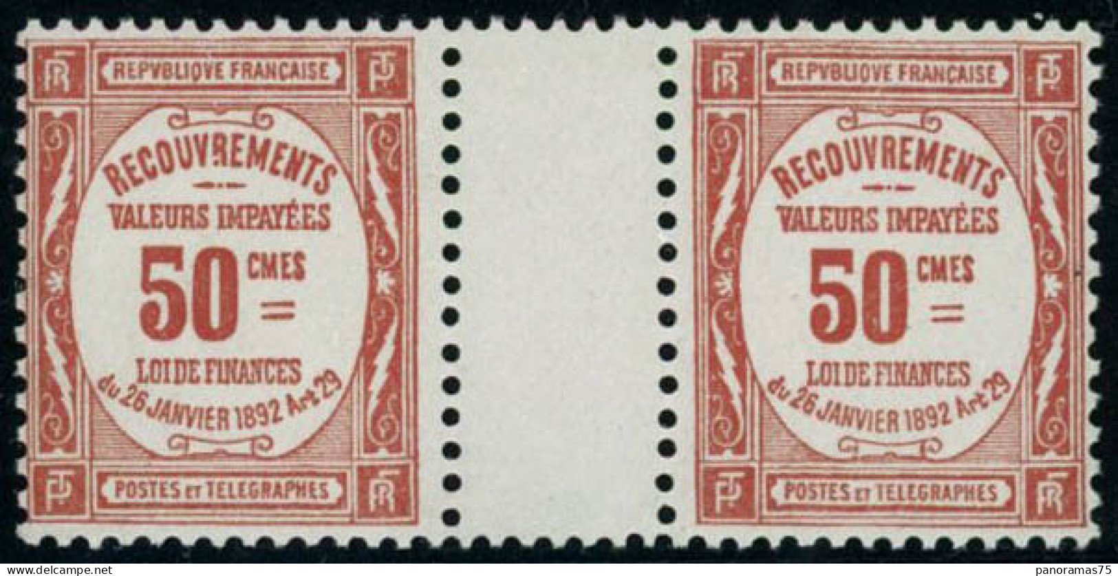 ** N°47 50c Rouge, Paire Interpanneau - TB - Altri & Non Classificati