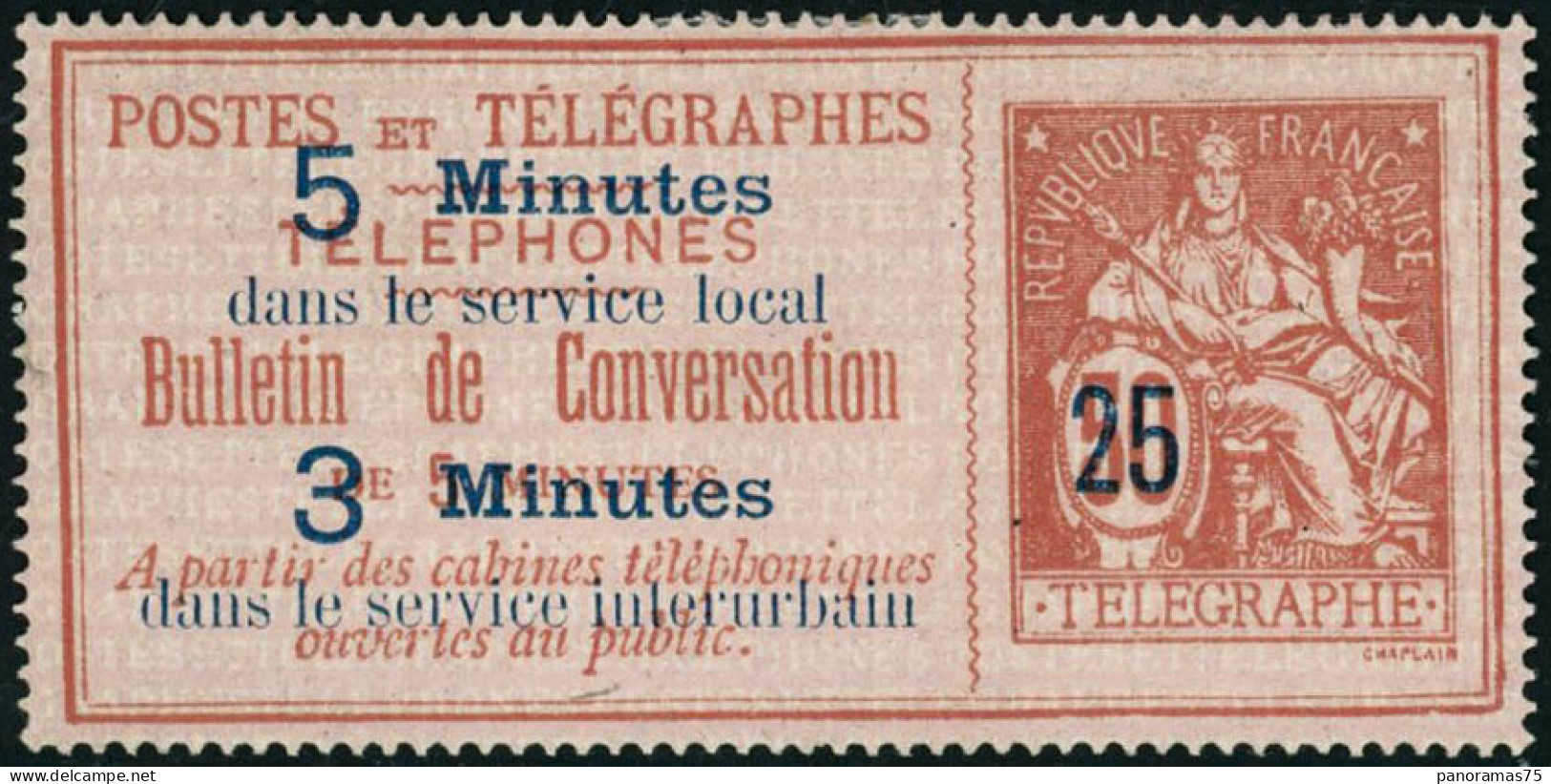 (*) N°14 25c Sur 50c Rouge S/rose - TB - Telegraaf-en Telefoonzegels