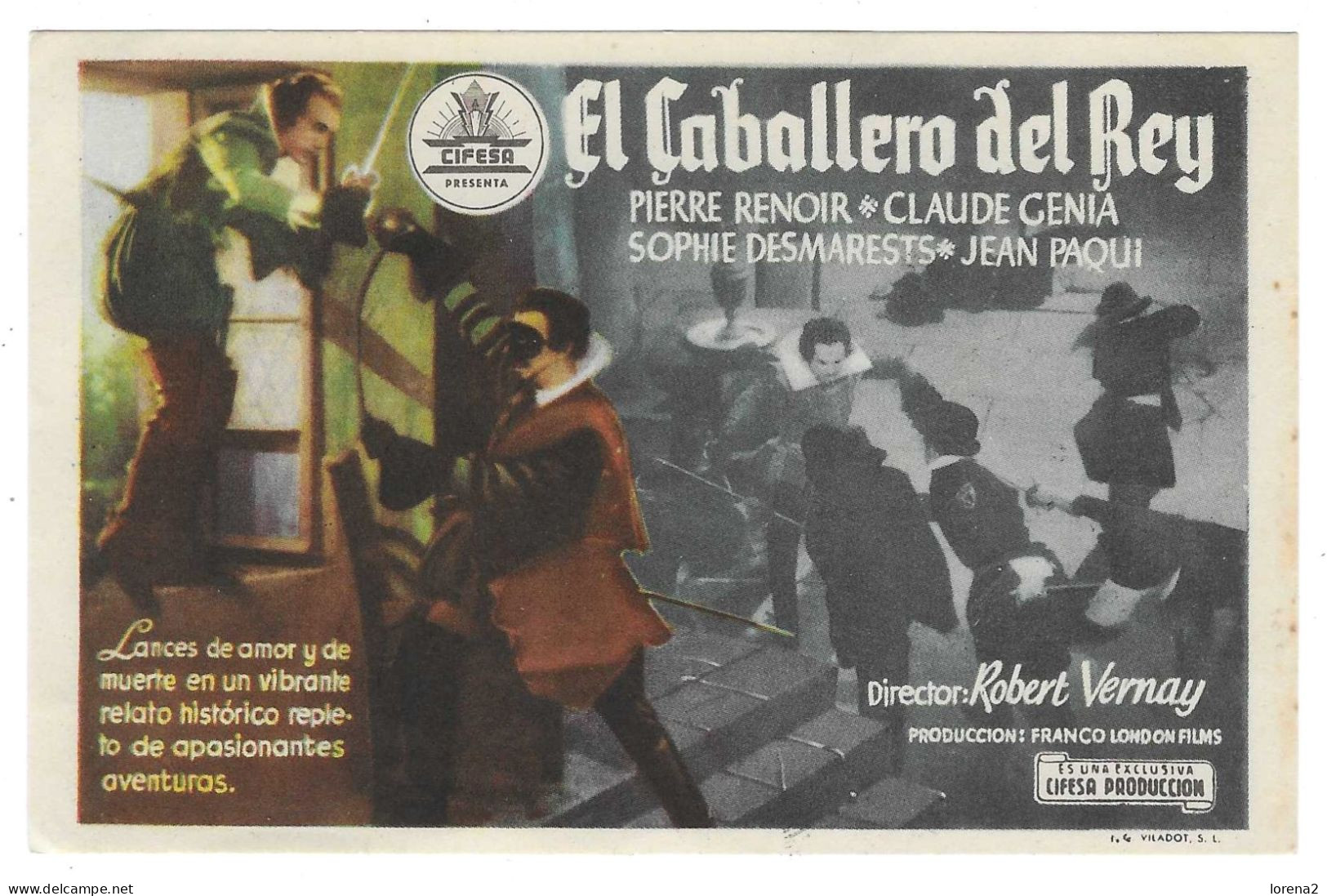 Programa Cine. El Caballero Del Rey. Pierre Renoir. 19-1846 - Pubblicitari