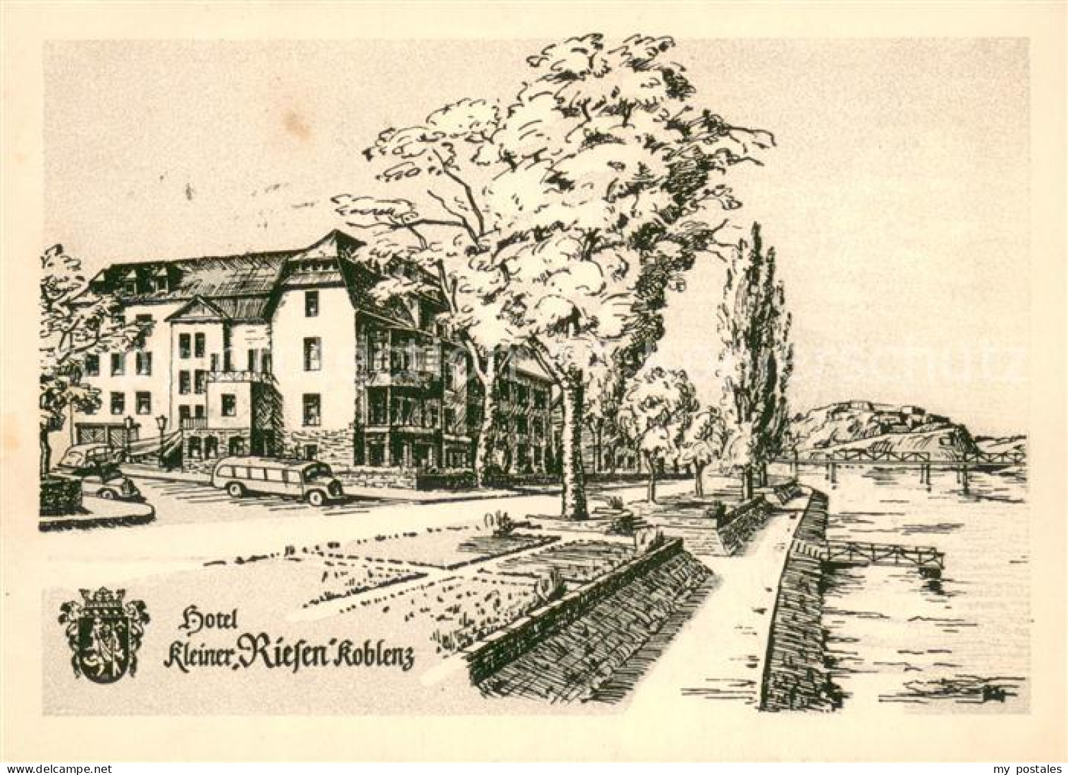 73706705 Koblenz Rhein Hotel Riesen Fuerstenhof Zeichnung Koblenz Rhein - Koblenz