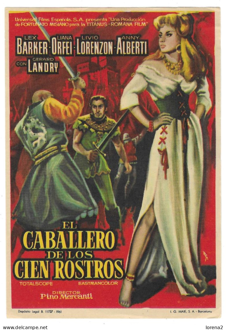 Programa Cine. El Caballero De Los Cien Rostros. Lex Barker. 19-1847 - Cinema Advertisement