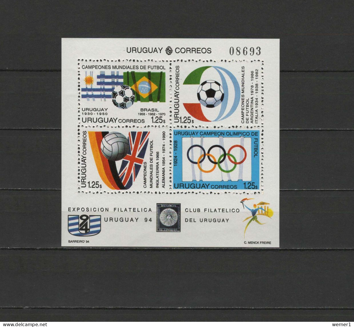 Uruguay 1994 Football Soccer World Cup, Olympic Games S/s MNH - 1994 – Estados Unidos