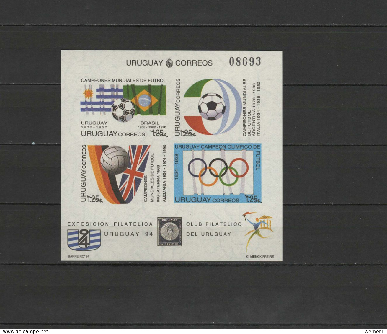 Uruguay 1994 Football Soccer World Cup, Olympic Games S/s Imperf. MNH - 1994 – Vereinigte Staaten