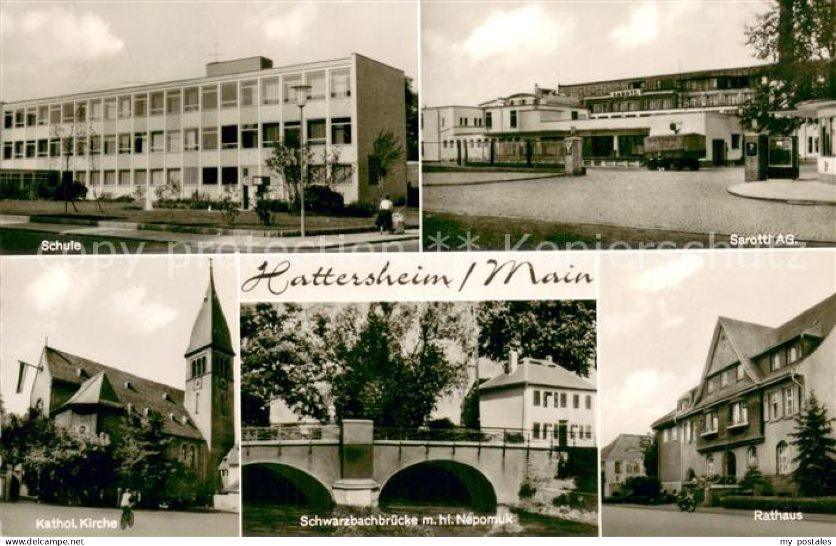 73706650 Hattersheim Main Schule Sarotti AG Kath Kirche Schwarzbachbruecke Mit H - Hattersheim