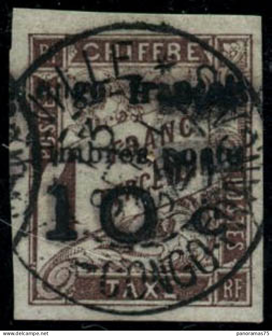 Obl. N°11c 10c S/1F Marron (surcharge Horizontale) Signé Brun, RARE - TB - Other & Unclassified