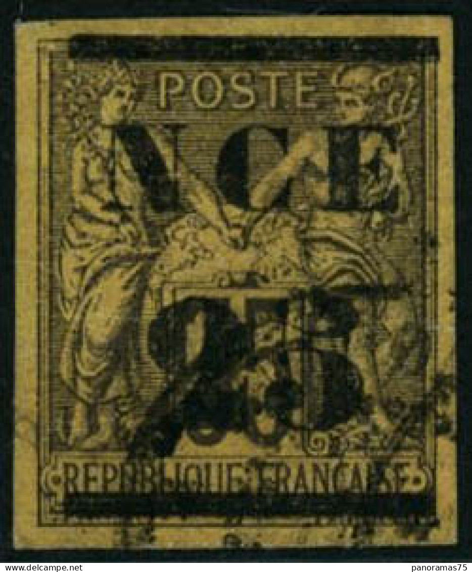 Obl. N°4 25 S/35c Violet-noir S/jaune, Signé Scheller - TB - Autres & Non Classés