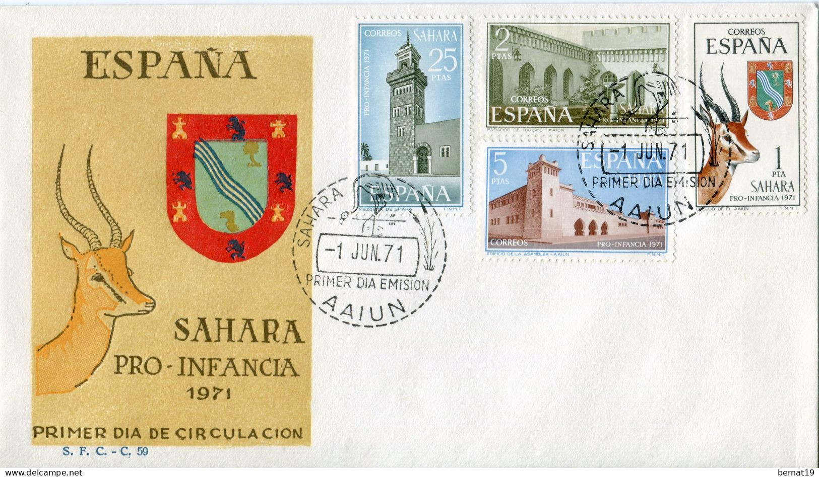 Sahara 1971. Edifil 288-91 FDC. - Spanische Sahara