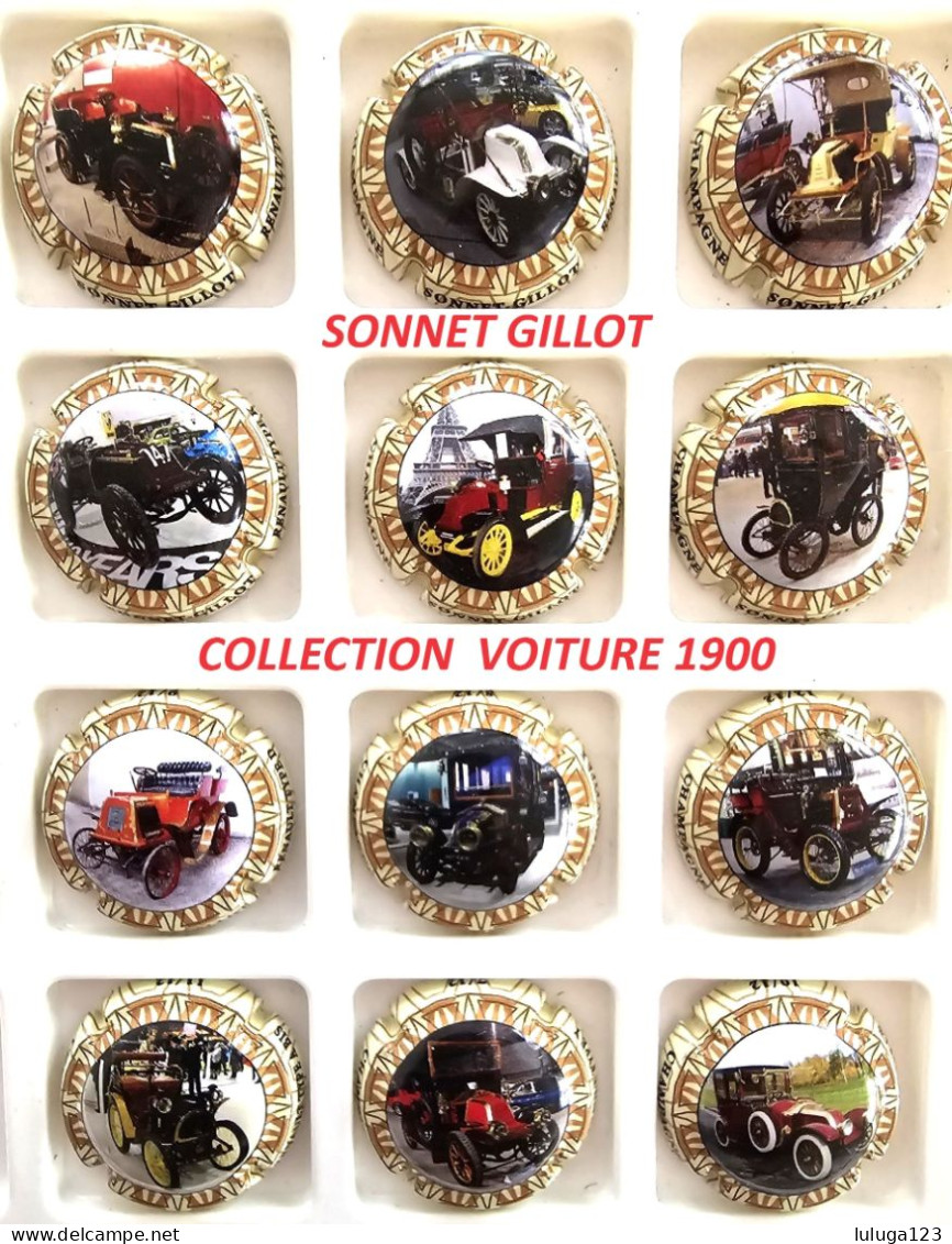 Série De 12 Capsules De Champagne - SONNET GILLOT ( Voitures 1900) - Collections