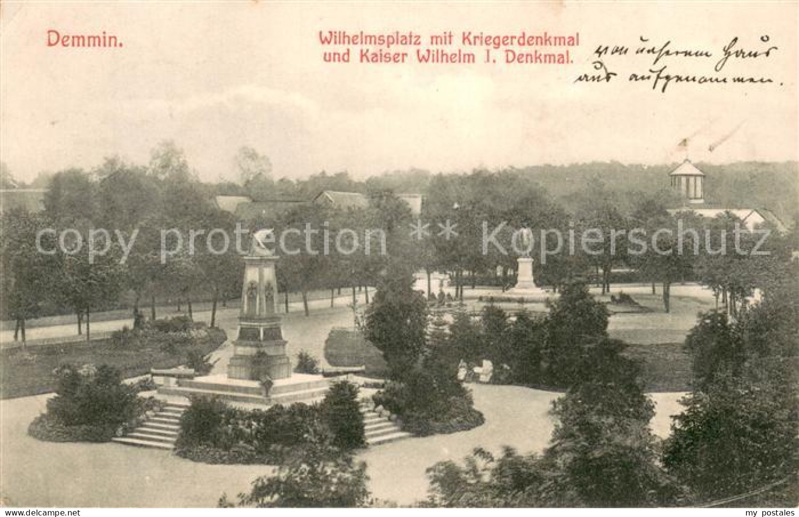 73706586 Demmin Mecklenburg Vorpommern Wilhelmsplatz Mit Kriegerdenkmal Und Kais - Demmin