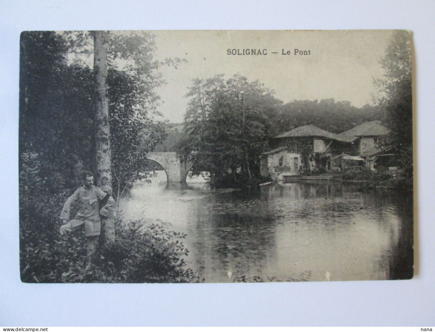 France-Solignac:Le Pont,carte Postale Non Circule Vers 1900 - Autres & Non Classés
