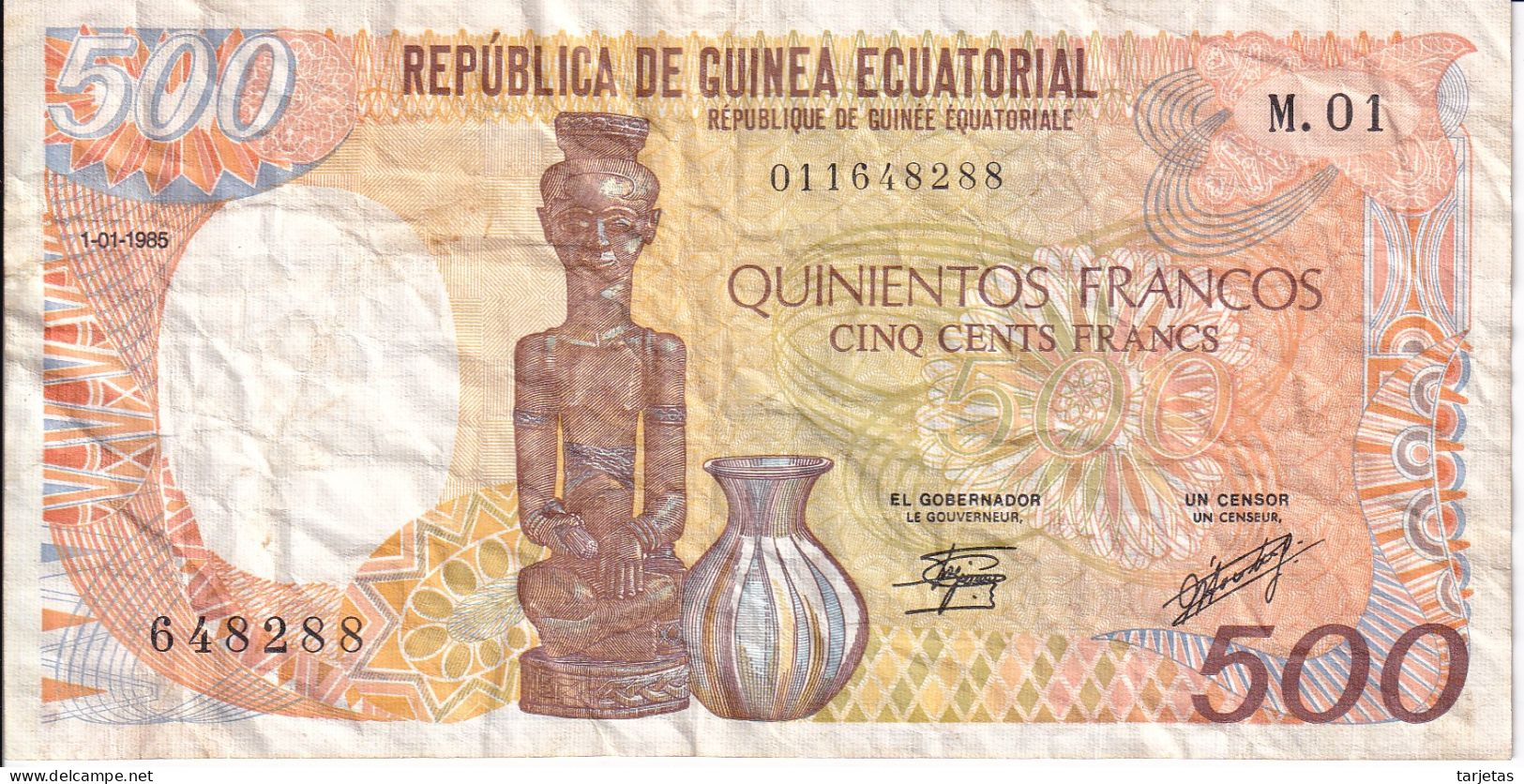 BILLETE DE GUINEA ECUATORIAL DE 500 FRANCS DEL AÑO 1985 (BANKNOTE) - Aequatorial-Guinea