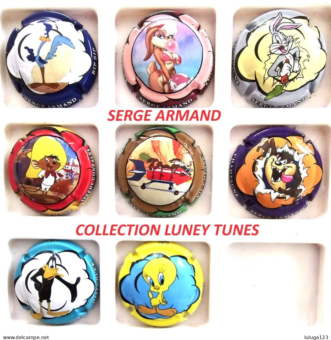 Série De 8 Capsules De Champagne - SERGE ARMAND (Luney Tunes) - Collections