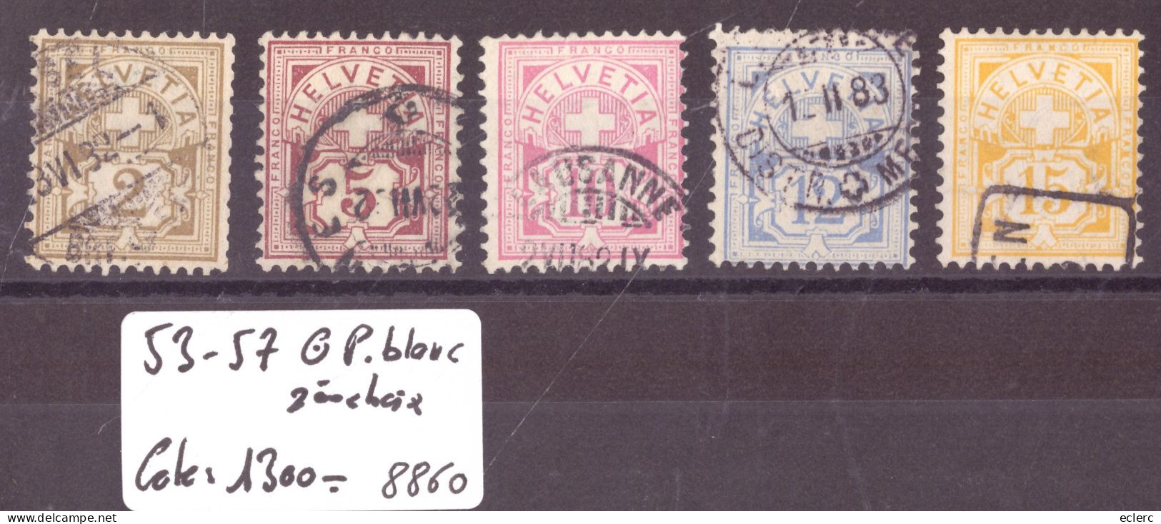 TYPES CHIFFRES PAPIER BLANC - No 53-57 OBLITERES -  QUALITE B  - COTE: 1300.- - Used Stamps