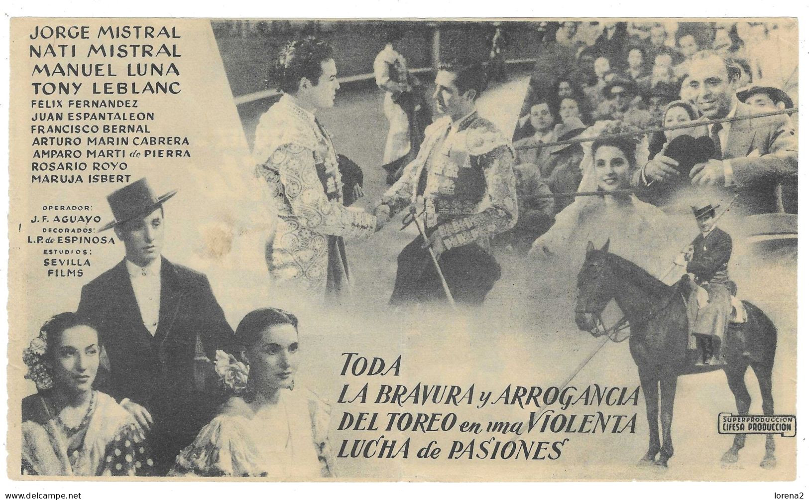 Programa Cine. Currito De La Cruz. Pepin Martiz Vazquez. 19-1853 - Cinema Advertisement