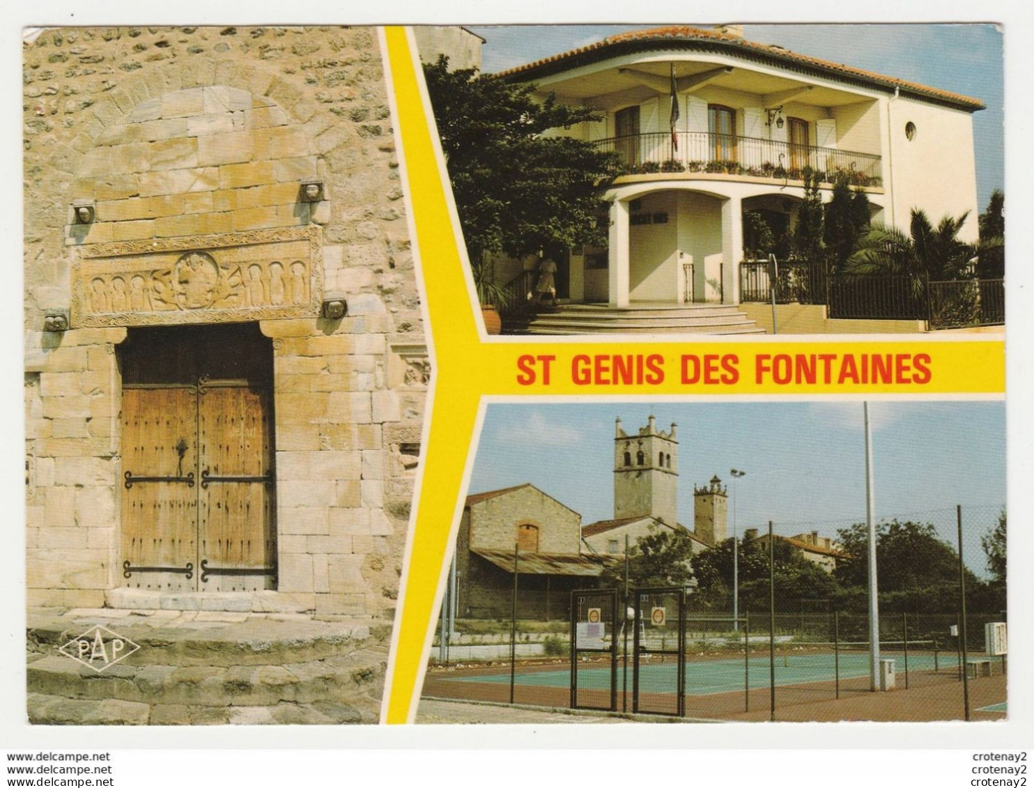 66 SAINT GENIS DES FONTAINES Vers Argelès En 3 Vues N°5813 En 1982 Court De Tennis - Argeles Sur Mer