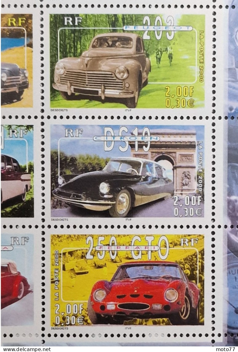 TIMBRE France BLOC FEUILLET 30 Neuf VOITURE 2000 N 3317 3318 3319 3320 3321 3322 3323 3324 Yvert & Tellier 2003 Coté 5 € - Nuevos