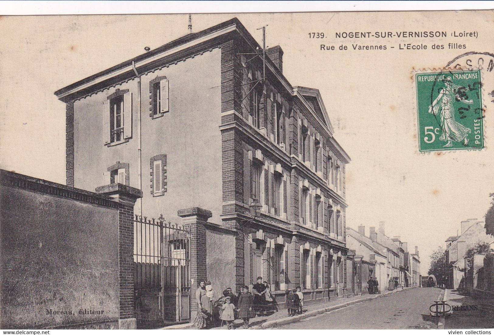 Nogent Sur Vernisson (45 Loiret) Rue De Varennes L'école Des Filles - édit. LL N° 1739 Circulée 1913 - Sonstige & Ohne Zuordnung