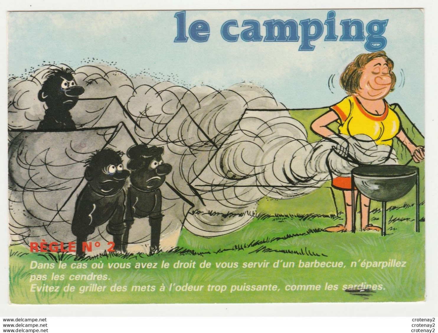 Humour Série Le CAMPING N°870/2 En 1982 Règle N°2 Barbecue Sardines Odeur Cendres - Humor