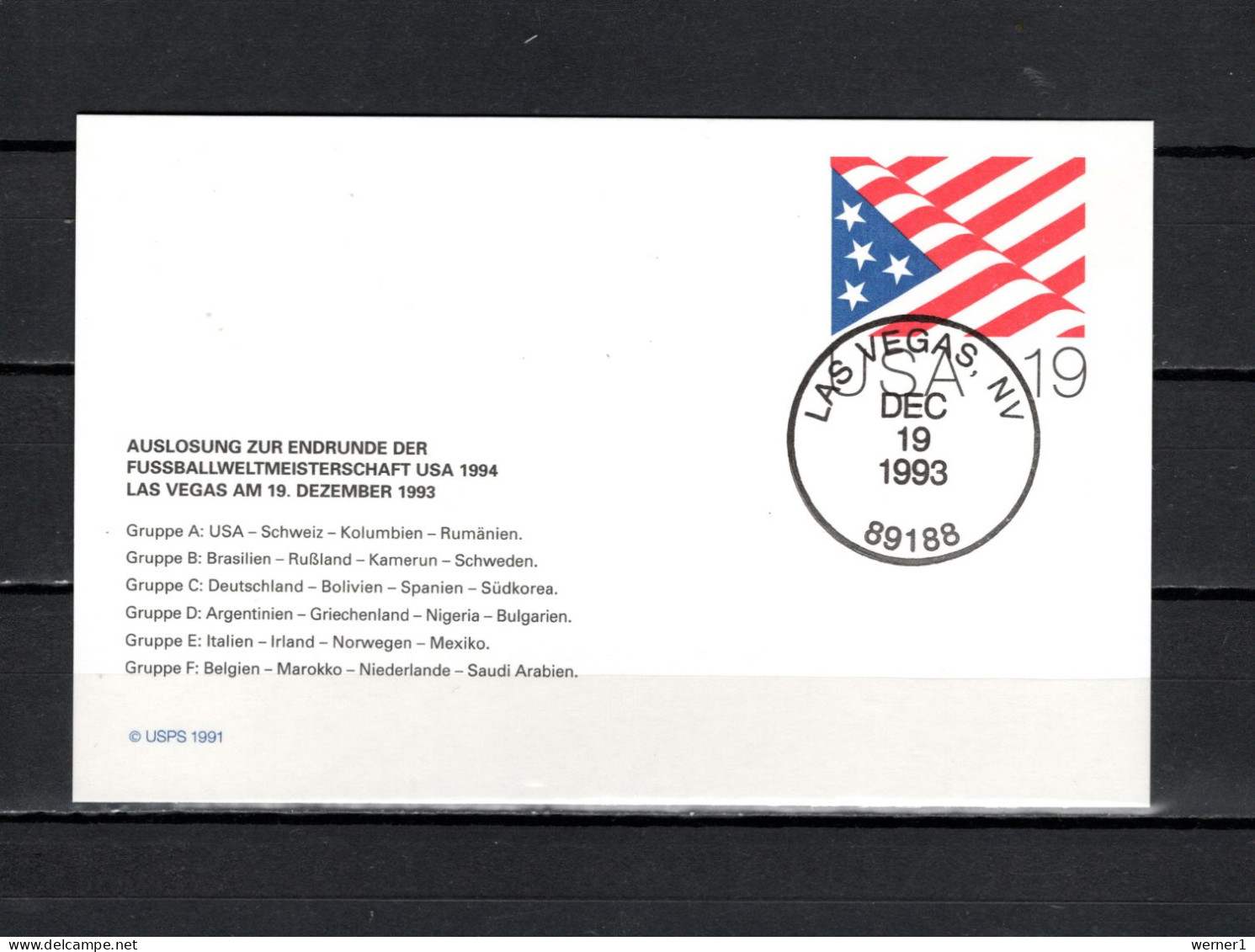 USA 1993 Football Soccer World Cup Commemorative Postcard Final Draw - 1994 – Vereinigte Staaten