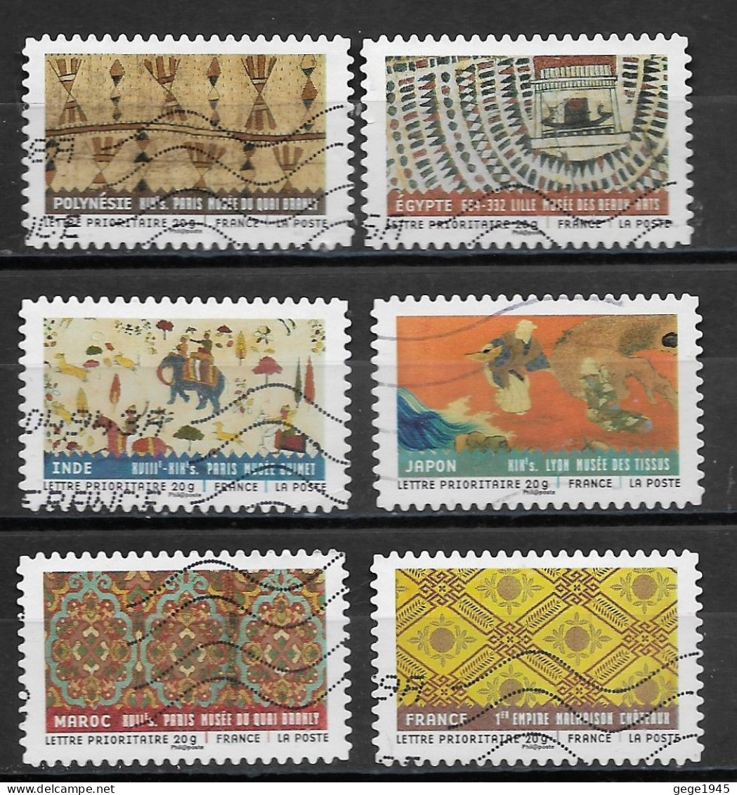 France  2011  Obitéré  Autoadhésif  N° 514 - 517 - 518 - 520 - 522 - 523   "  Tissus Du Monde  " - Used Stamps