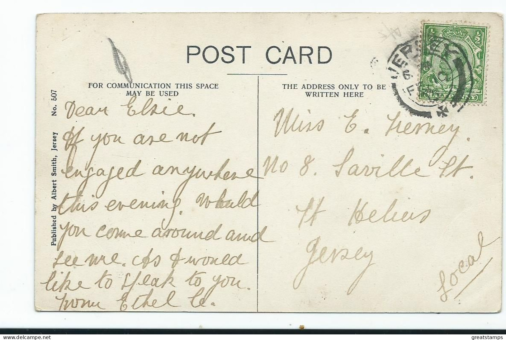 Jersey    Postcard   . St.aubins Posted 1915 Downey Head - Other & Unclassified