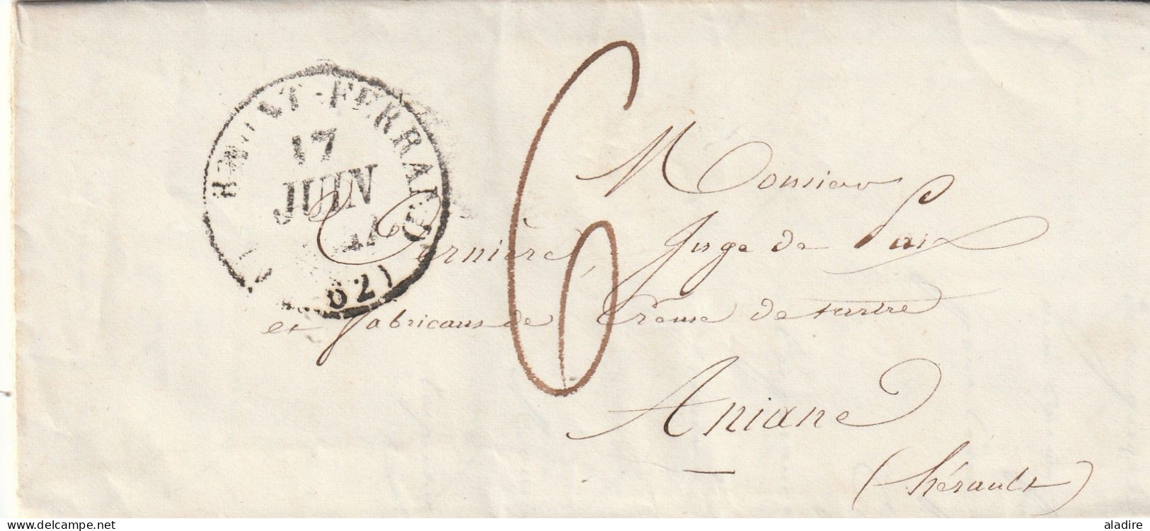 1833/1847 - collection de 15 LETTRES avec grds cachets, cursives, Décime Rural vers Aniane par Béziers & Gignac, Hérault