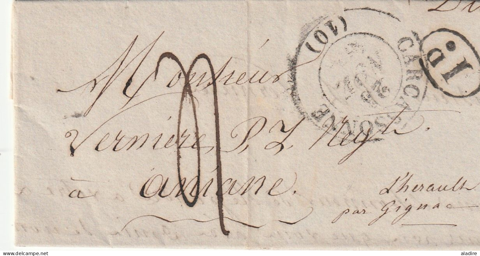 1833/1847 - collection de 15 LETTRES avec grds cachets, cursives, Décime Rural vers Aniane par Béziers & Gignac, Hérault