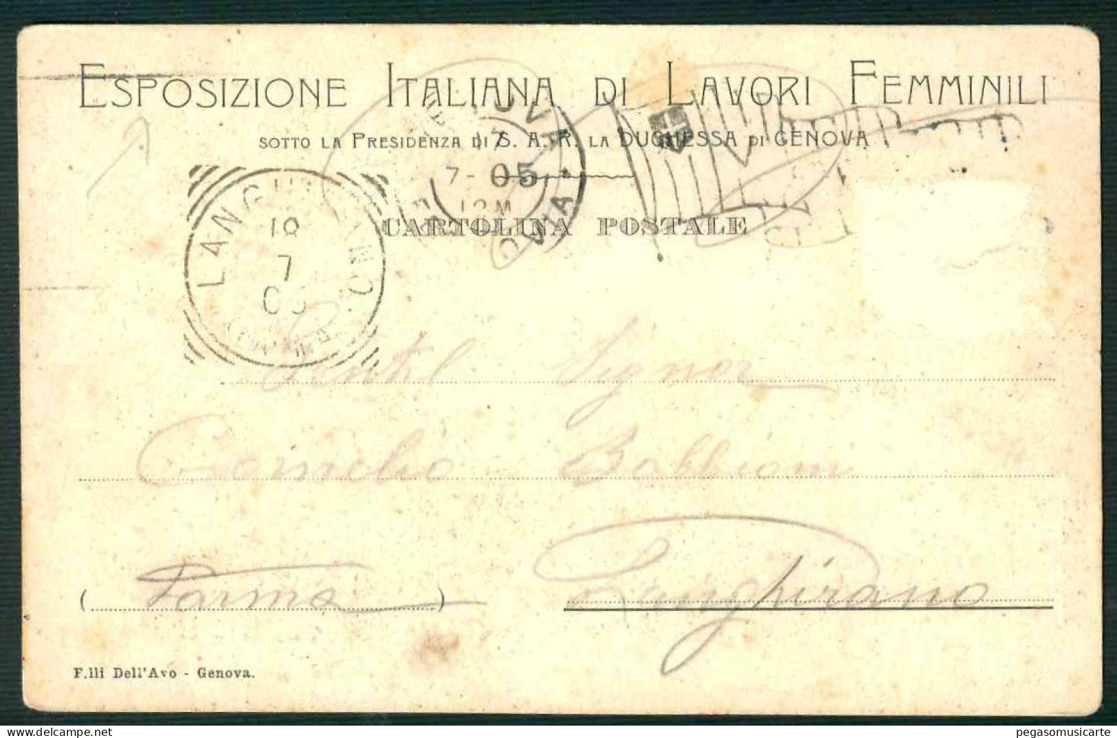 BF112 ESPOSIZIONE ITALIANA DI LAVORI FEMMINILI SOTTO LA PRESIDENZA DI S.A.R.DUCHESSA DI GENOVA 1905 - Patriotic