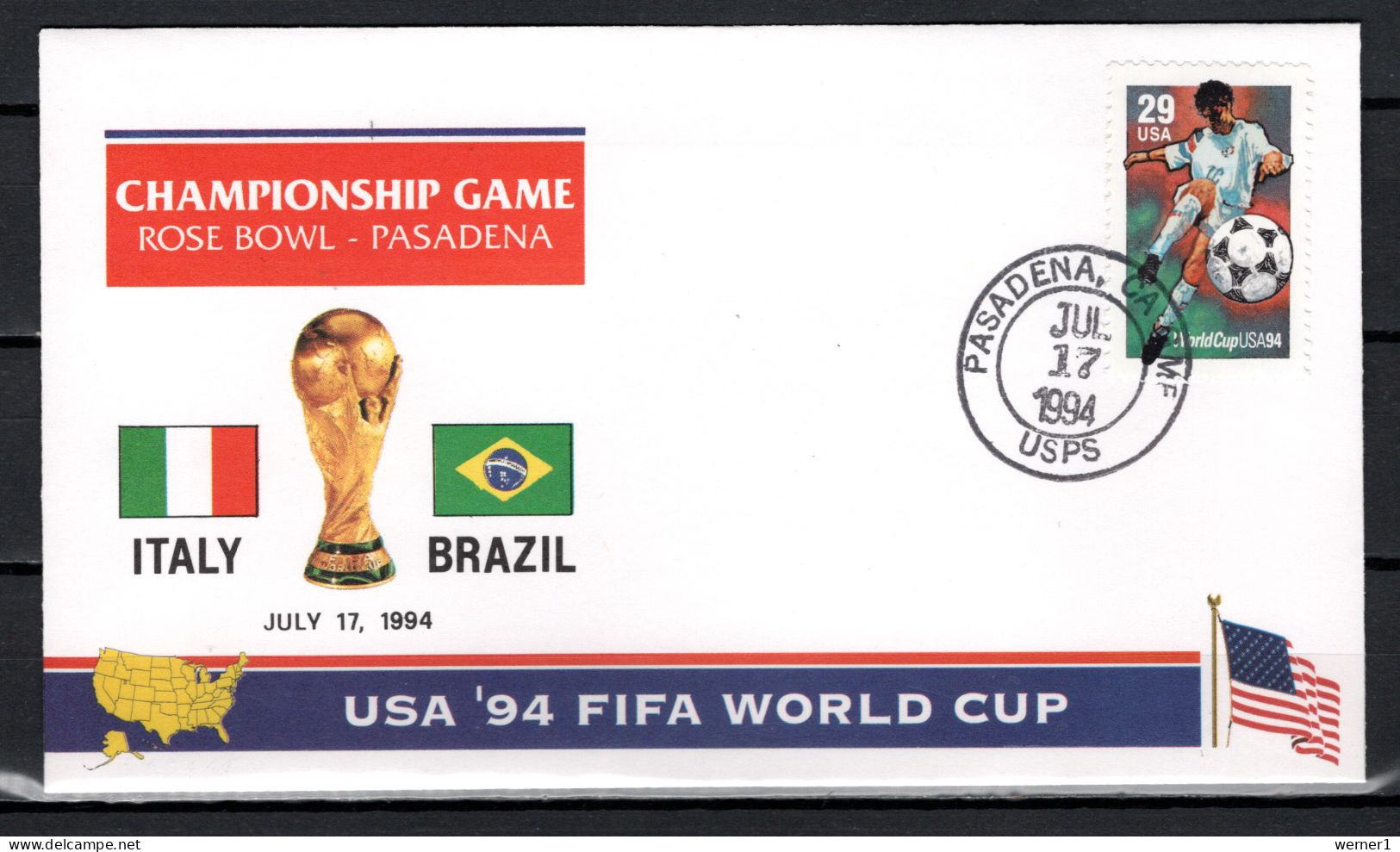 USA 1994 Football Soccer World Cup Commemorative Cover Final Match Italy - Brazil - 1994 – Stati Uniti