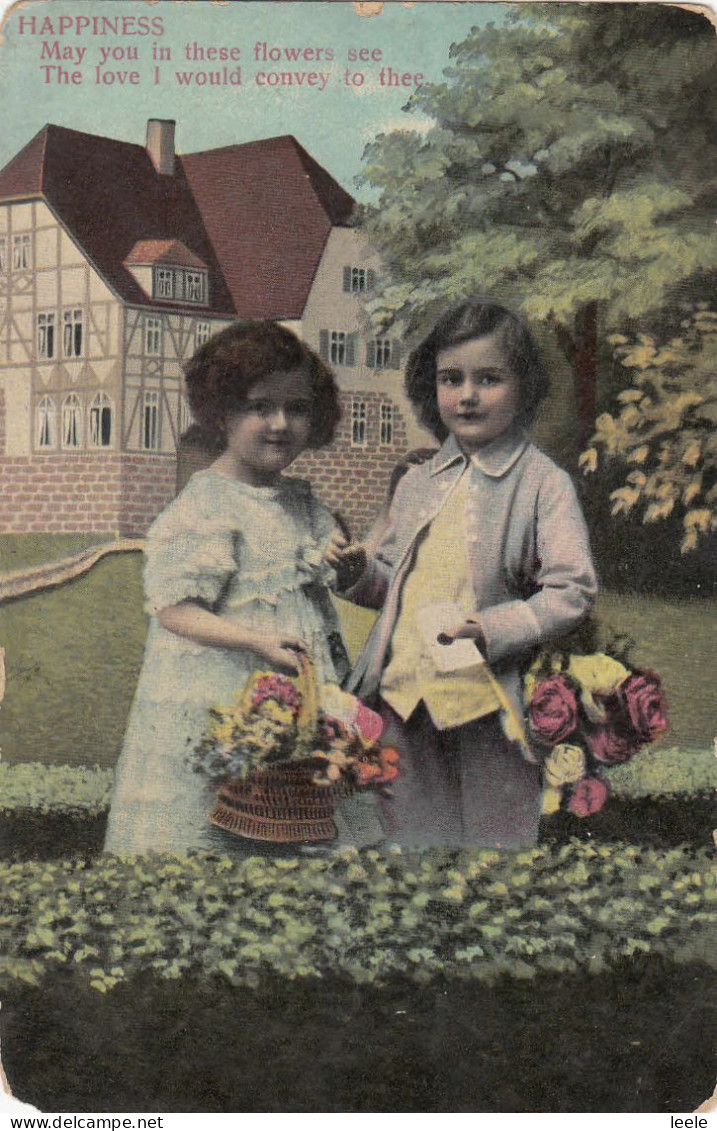 D36. Vintage Greetings Postcard. Happiness. Children - Autres & Non Classés