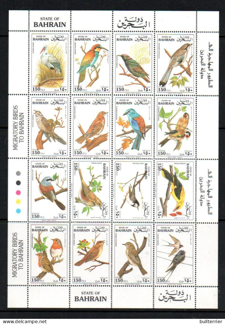 BIRDS - Bahrain - 1992- Migratory Birds Sheetlet Of 16  MNH, Sg Cat £27.60 - Tauben & Flughühner