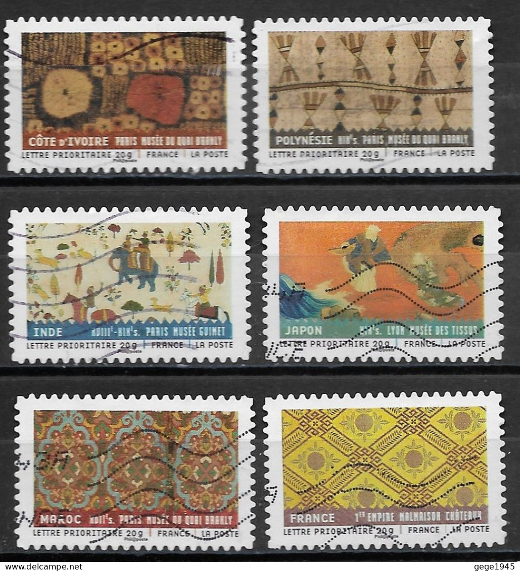 France  2011  Obitéré  Autoadhésif  N° 513 - 514 - 518 - 520 - 522 - 523    "  Tissus Du Monde  " - Used Stamps