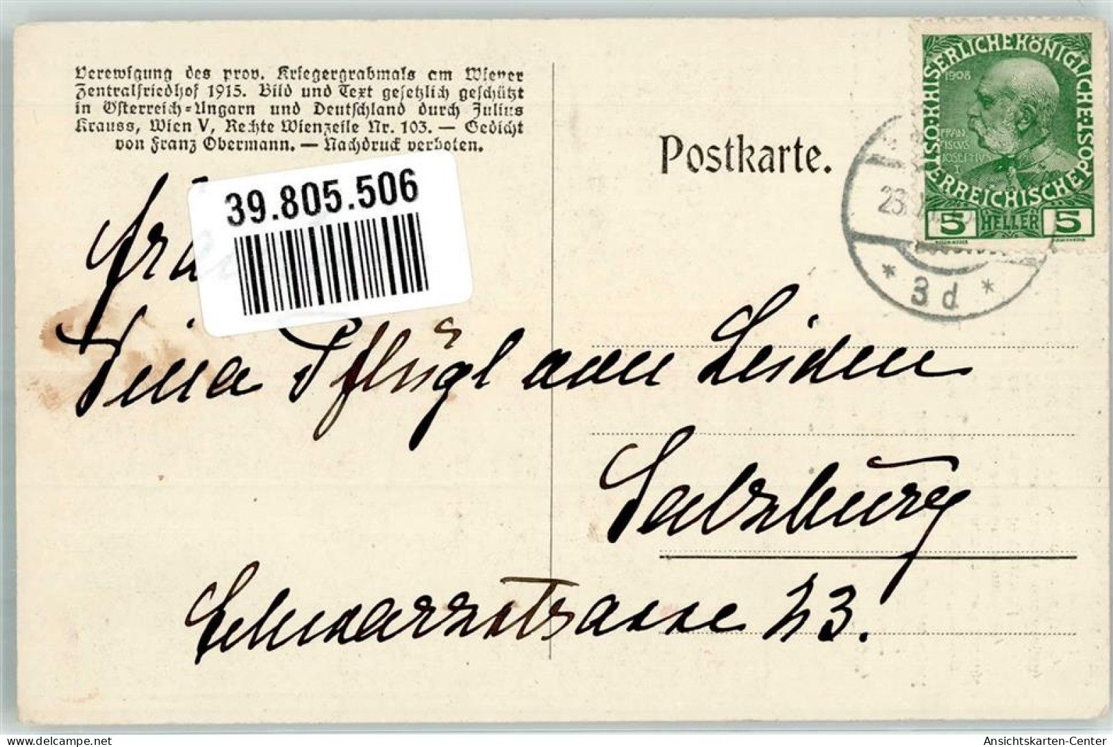 39805506 - Wien 11. Bezirk, Simmering - Guerre 1914-18