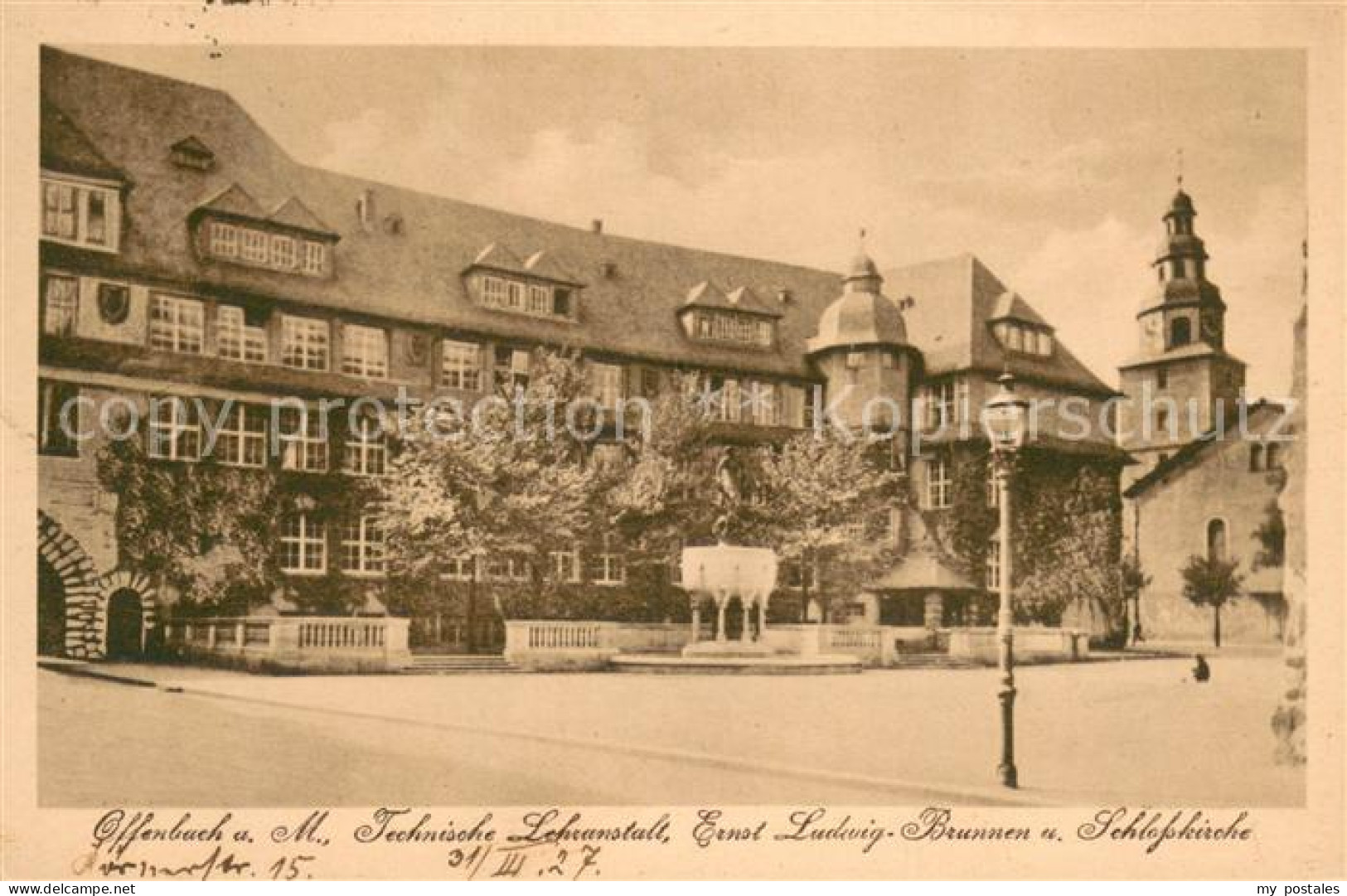 73706190 Offenbach Main Technische Lehranstalt Brunnen Mit Schlosskirche  Offenb - Offenbach