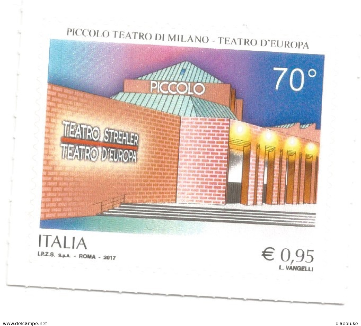 (REPUBBLICA ITALIANA) 2017, PICCOLO TEATRO DI MILANO, TEATRO D'EUROPA - Francobollo Nuovo MNH** - 2011-20: Nieuw/plakker