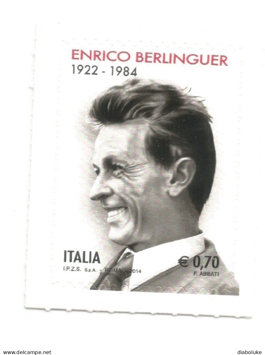 (REPUBBLICA ITALIANA) 2014, ENRICO BERLINGUER - Francobollo Nuovo MNH** - 2011-20: Nieuw/plakker
